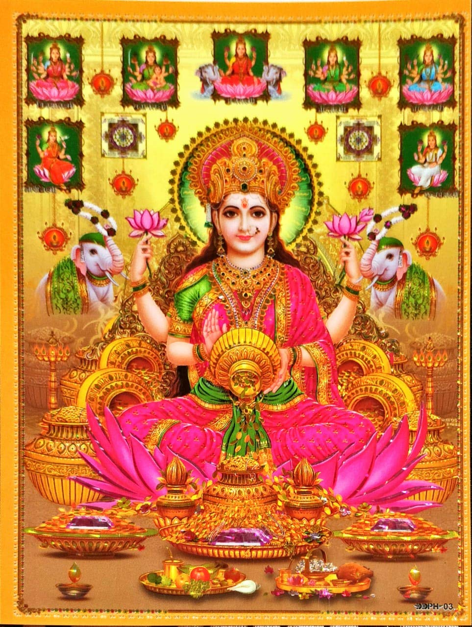 Suninow Goddess Asht Laxmi Photo Frame For Pooja | Hindu Bhagwan Devi Devta Photo | God Photo Frames | Wall D?Cor Photo Frame |
